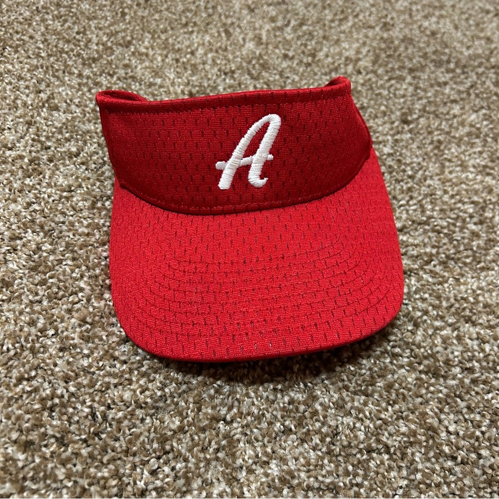 Red Visor Hat with Embroidered Letter